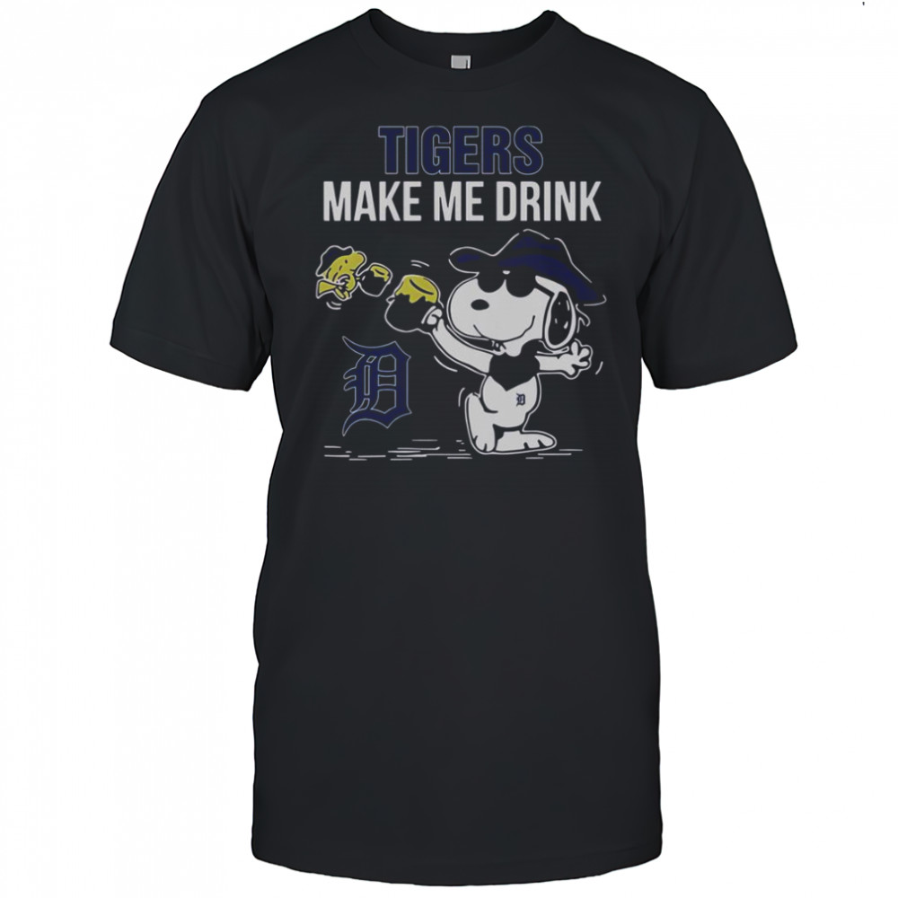 Snoopy And Woodstock Detroit Tigers Make Me Drink T-Shirt