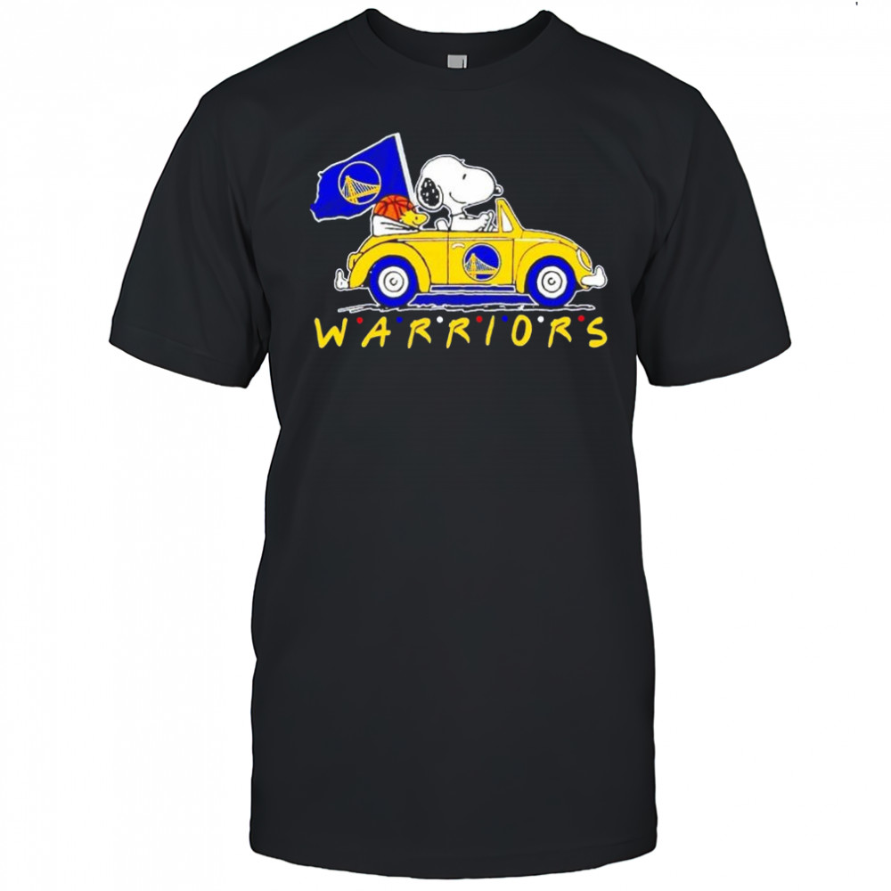 Snoopy and Woodstock driving car Golden State Warriors friends shirt