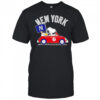 Snoopy and Woodstock driving car New York Yankees shirt