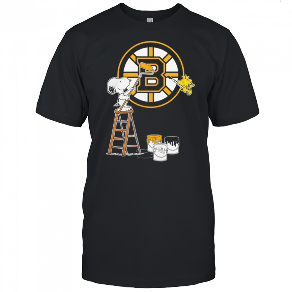 Snoopy And Woodstock Painting Boston Bruins Logo shirt