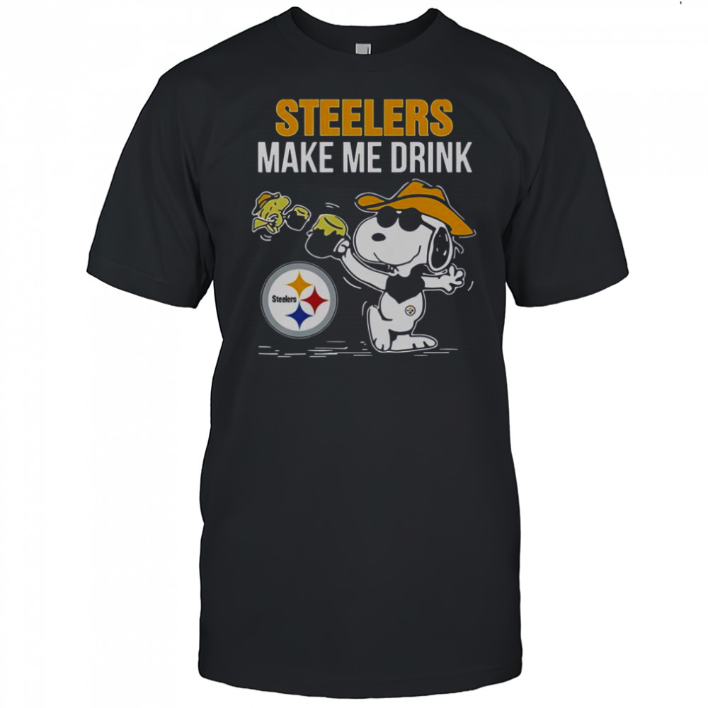 Snoopy And Woodstock Pittsburgh Steelers Make Me Drink T-Shirt