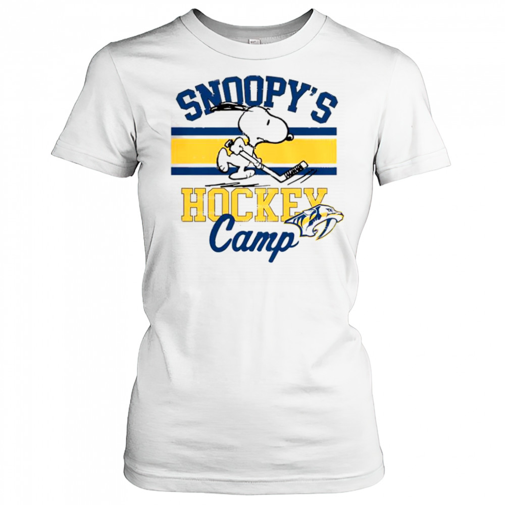 Snoopy Nashville Predators Snoopy’s Hockey Camp Snoopy NHL All Teams T-Shirt