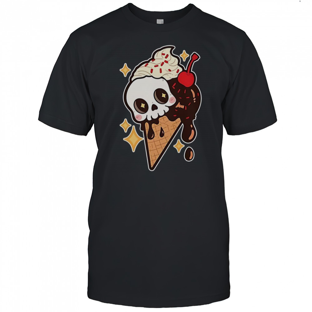 Spooky Summer Treat Ice Cream Skull T-Shirt