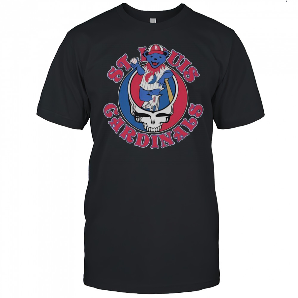 St Louis Cardinals X Grateful Dead Bear Skull T-Shirt