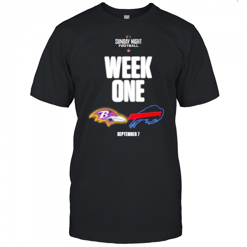 Sunday Night Football NFL Week 1 Baltimore Ravens vs Buffalo Bills Sept 7 2025 t-shirt
