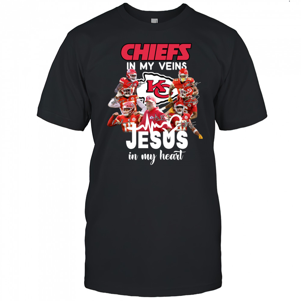 Super Bowl LVII Champions Kansas City Chiefs In My Veins Jesus In My Heart Signatures