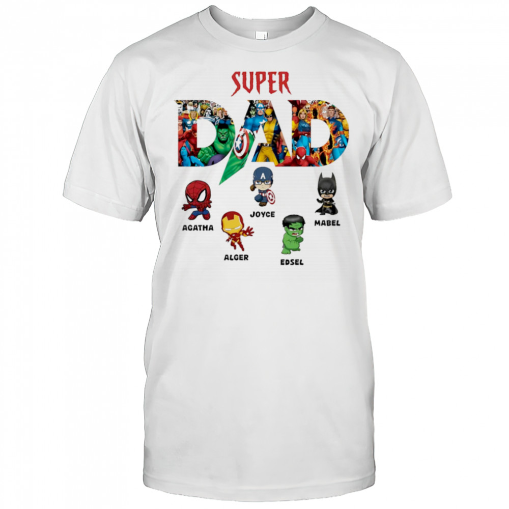 Super Dad Marvel Superhero Personalized Kids Names Father’s Day shirt