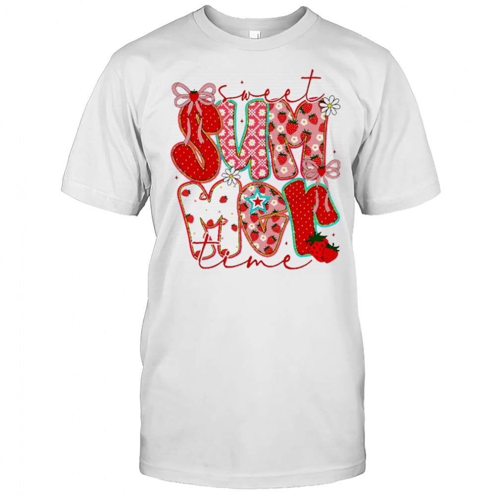Sweet Summer Time Strawberry Coquette Glitter shirt