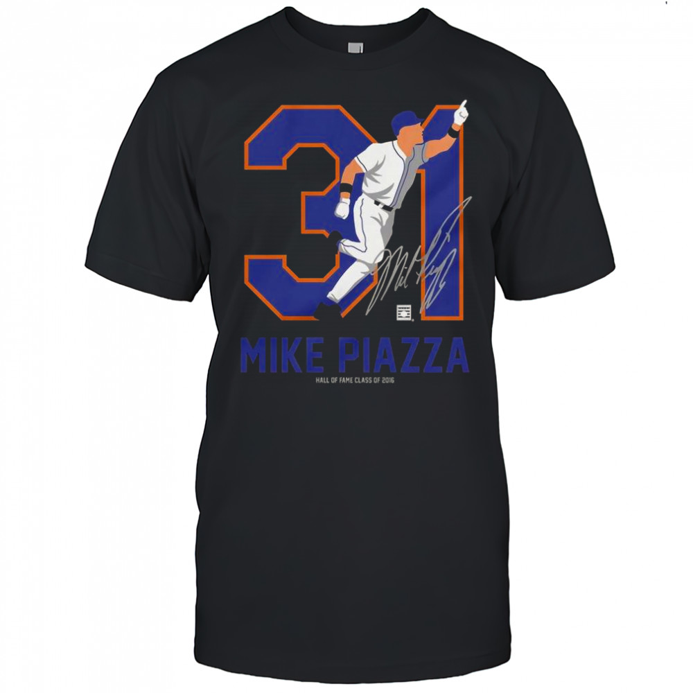 Teambrown Mike Piazza Baseball Hall Of Fame Member Signature T-Shirt