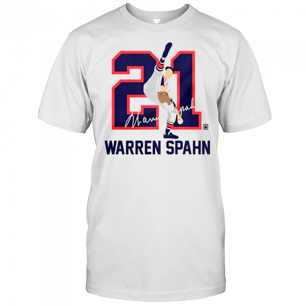 Teambrown Warren Spahn Baseball Hall Of Fame Member Signature T-Shirt