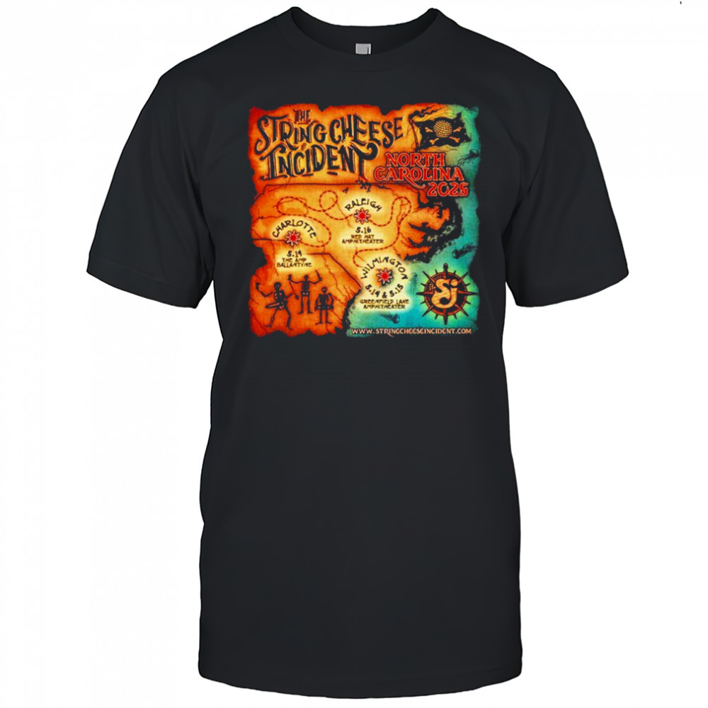 The String Cheese Incident North Carolina 2025 Tour Pirate Map Dates T-shirt