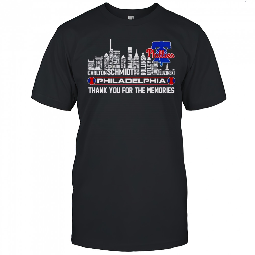 Top Philadelphia Phillies Skyline City Name Thank You For The Memories T-Shirt
