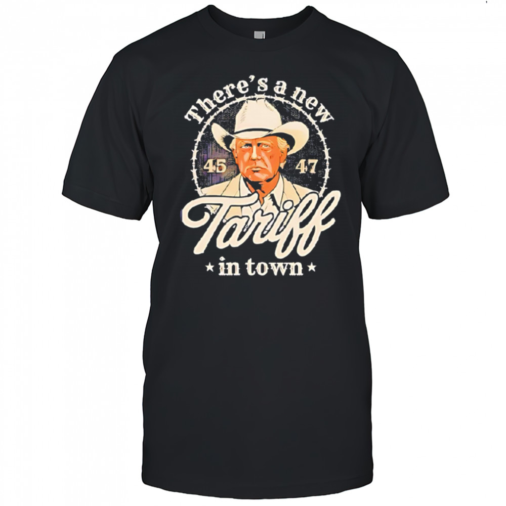 Trump announces fresh import taxes with bold 45 47 design shirt