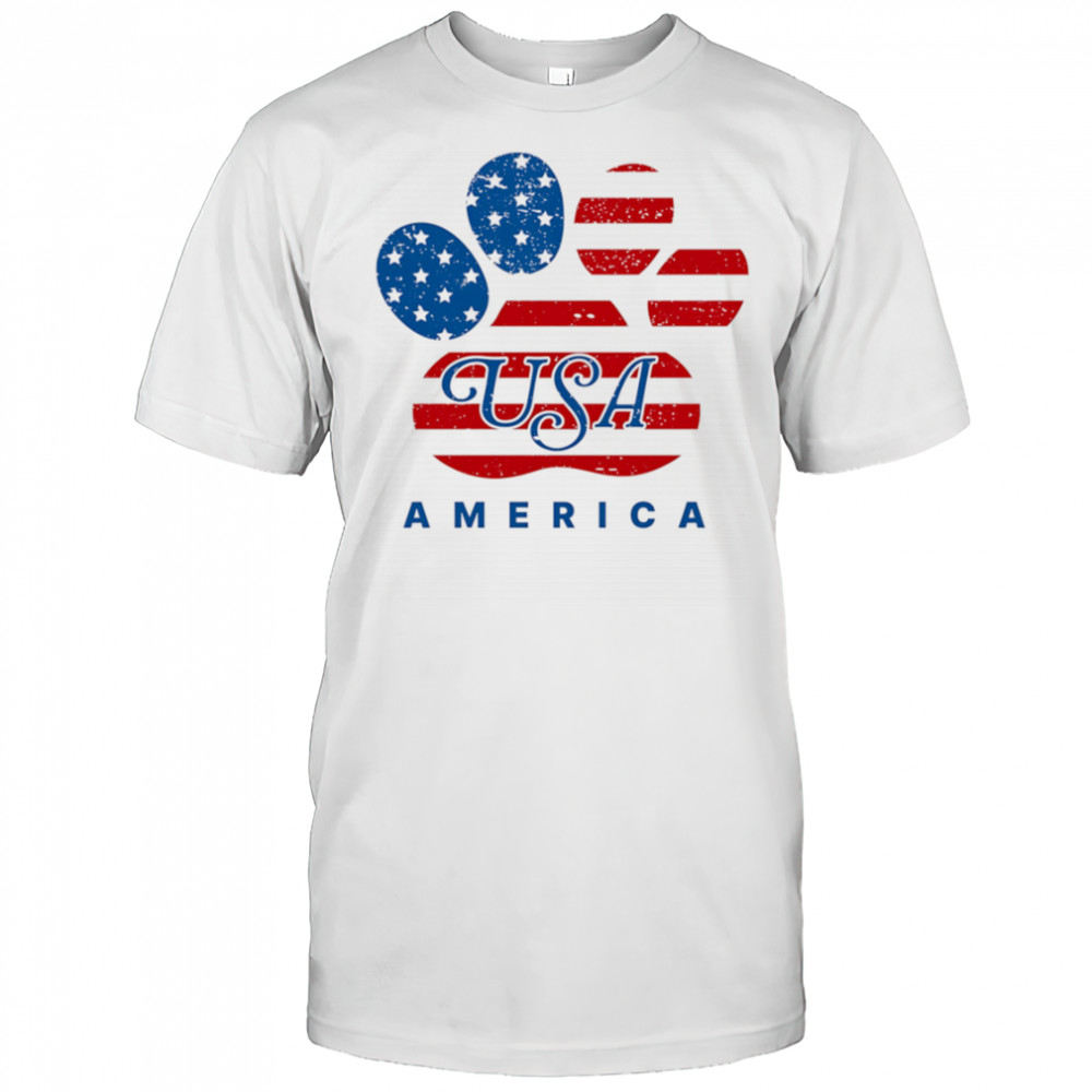 USA America dog footprints shirt