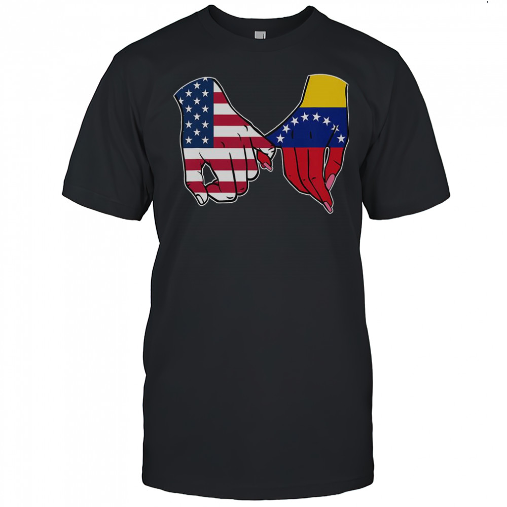 USA And Venezuela Flags Hands Together T-Shirt
