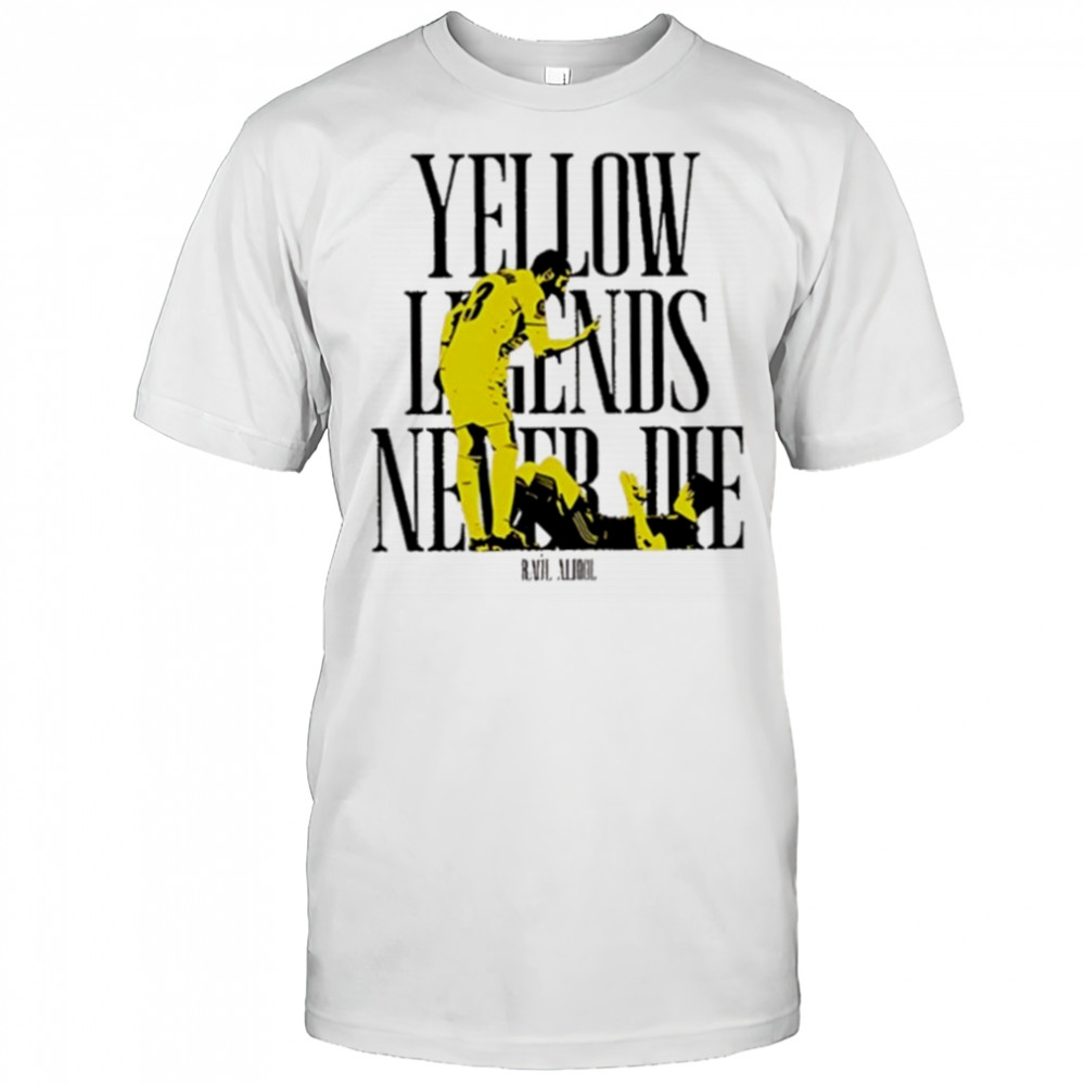 Villarreal CF Yellow legends never die Raúl Albiol silhouette shirt