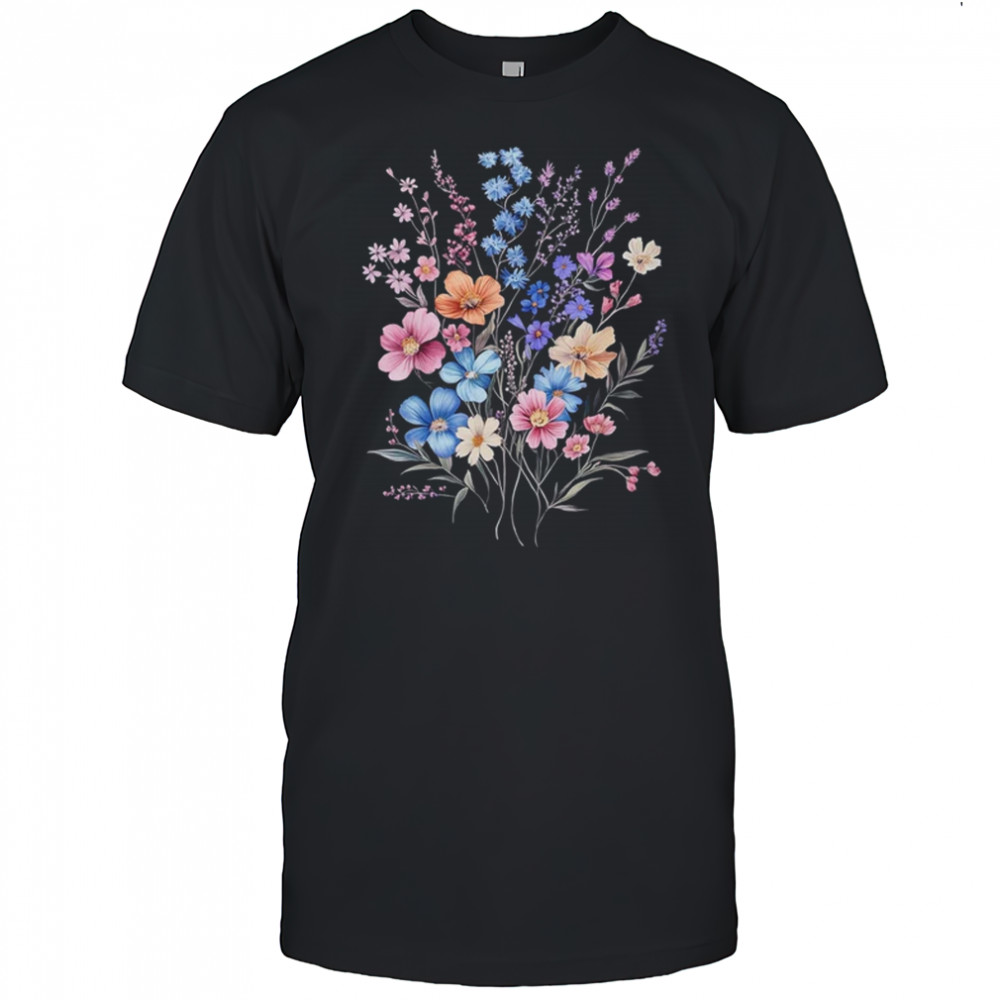 Vintage Flowers Women Wildflower Graphic Floral Gardening shirt