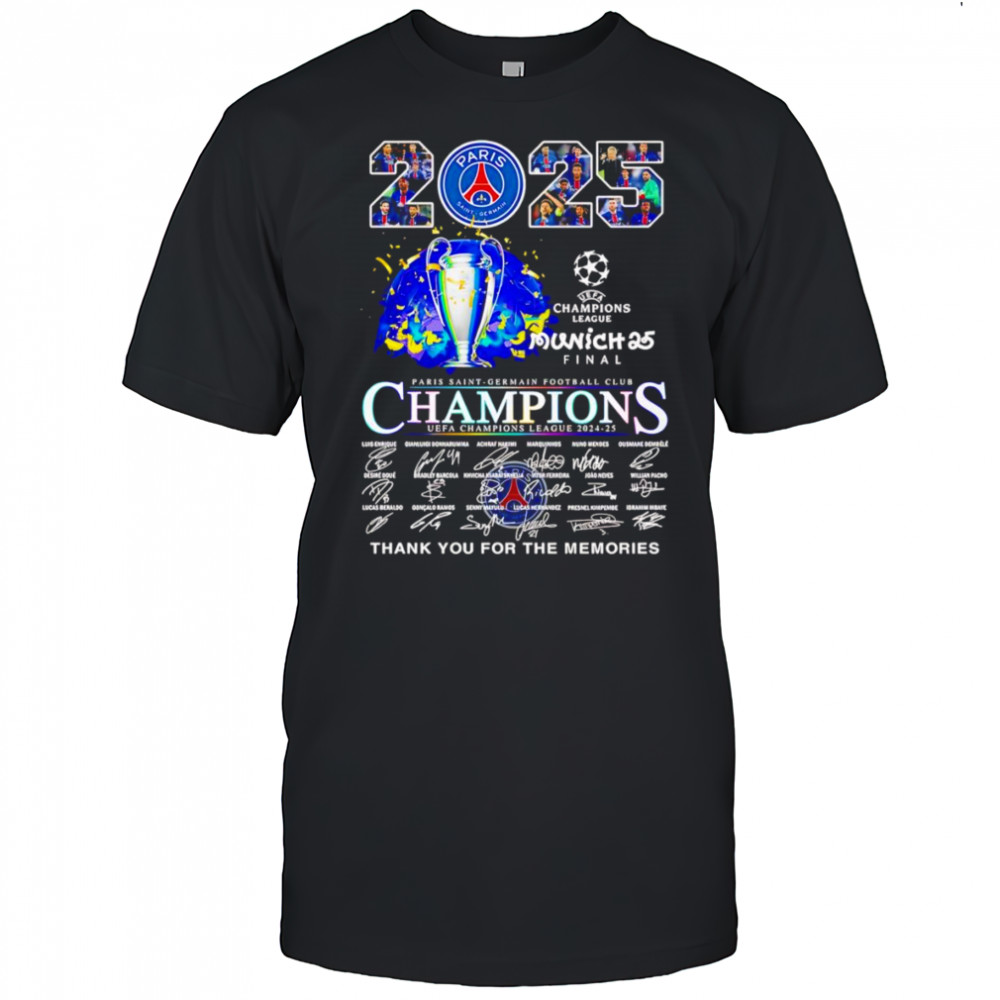 2025 Paris Saint-Germain Champions UEFA Champions League thank you for the memories shirt