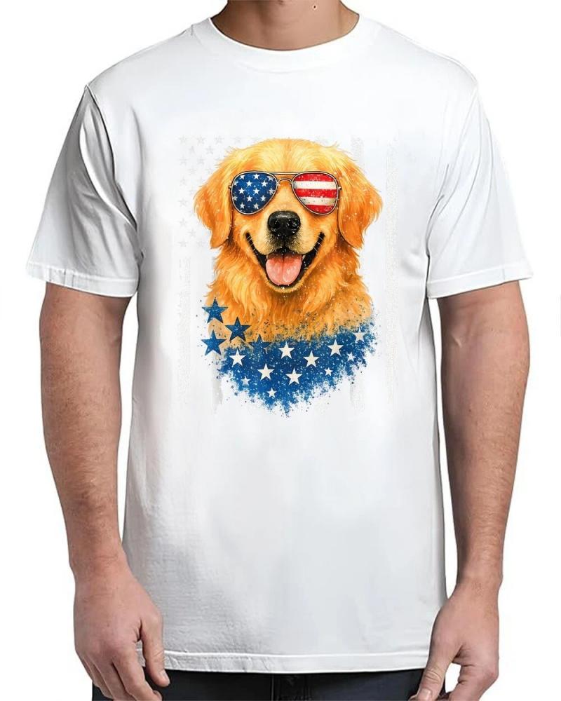 American Flag Golden Retriever USA Retro 4th Of July T-Shirt American Flag Golden Retriever USA Retro 4th Of July T-Shirt