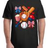 Baseball 4th Of July Coquette Bow Women Girls Baseball Mom T-Shirt