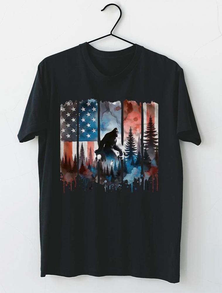 Big Foot Bigfoot Sasquatch American Flag Patriotic 4th July T-Shirt Big Foot Bigfoot Sasquatch American Flag Patriotic 4th July T-Shirt