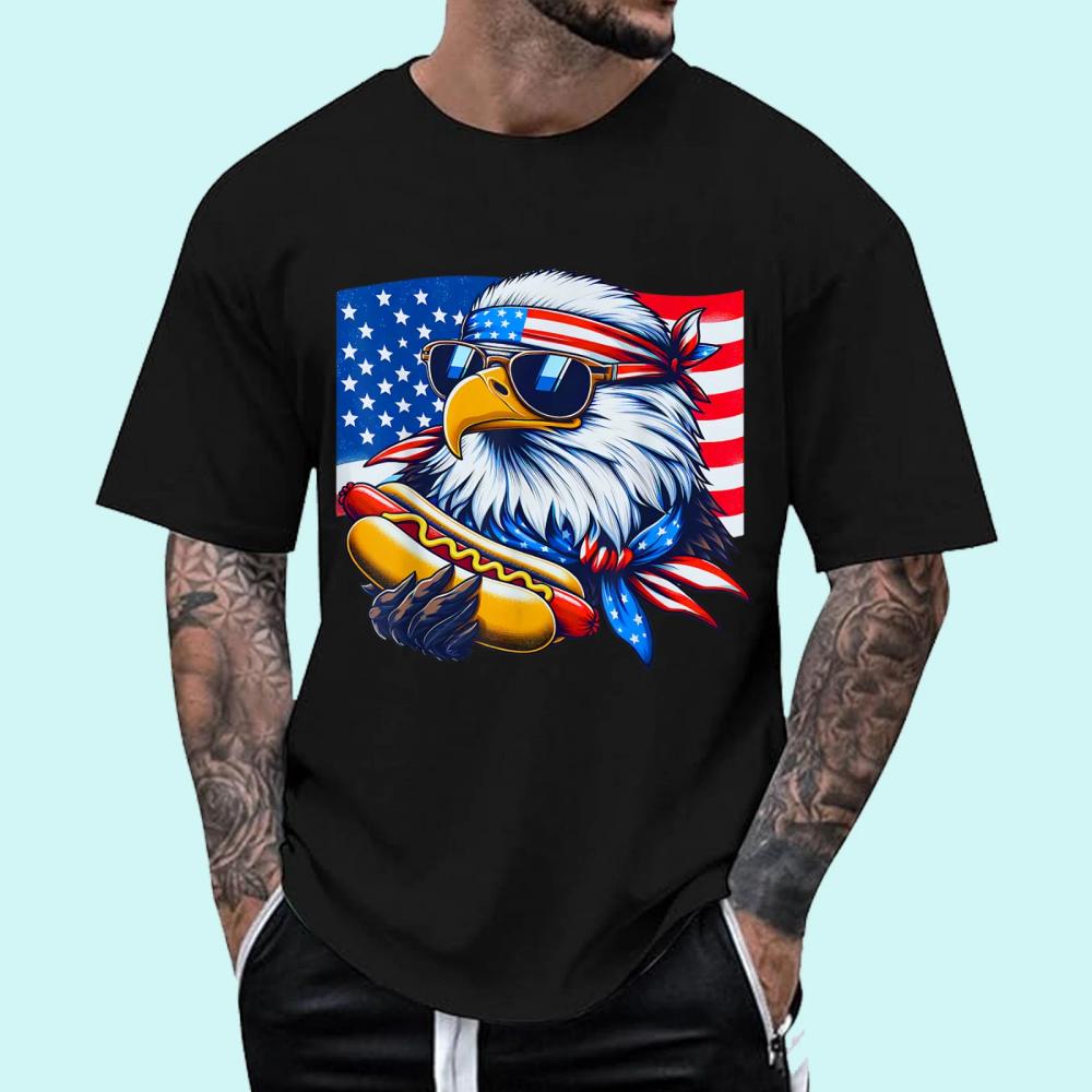 Funny Bald Eagle Hotdog American Flag 4th Of July Patriotic T-Shirt Funny Bald Eagle Hotdog American Flag 4th Of July Patriotic T-Shirt