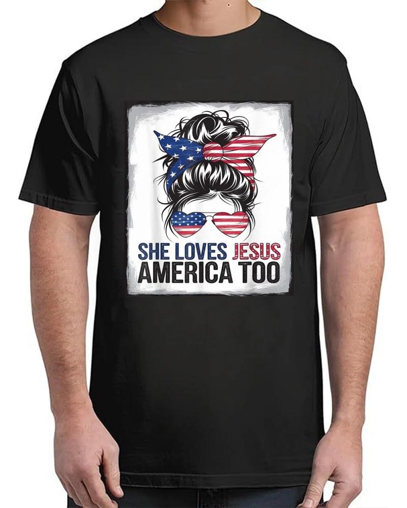 Girl Loves Jesus & America 4th July Flag USA Patriotic T-Shirt Girl Loves Jesus & America 4th July Flag USA Patriotic T-Shirt