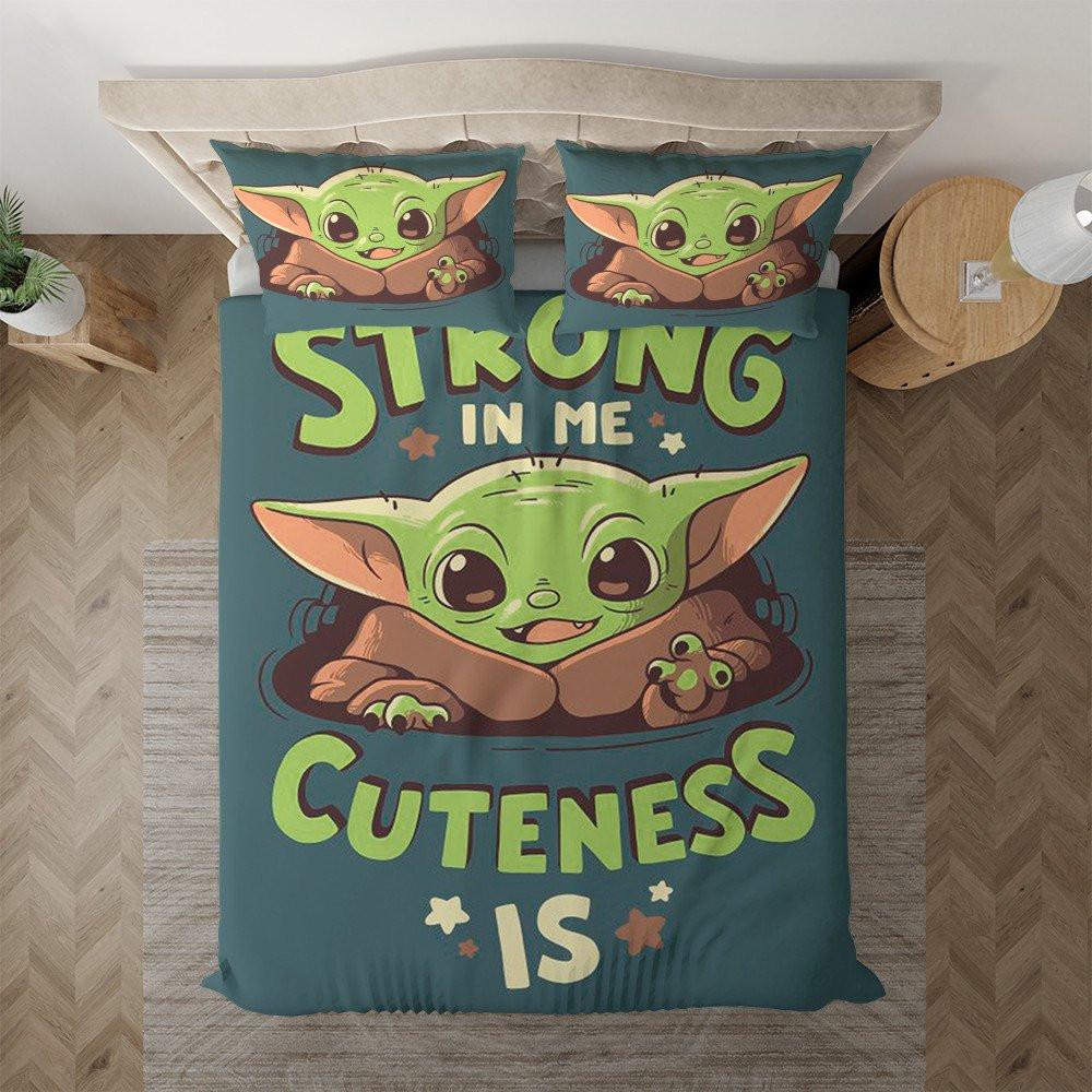 Housse De Couette Baby Yoda Strong In Me La Gentillesse Est Mignonne Baby Yoda Parure de lit Ensemble De Literie