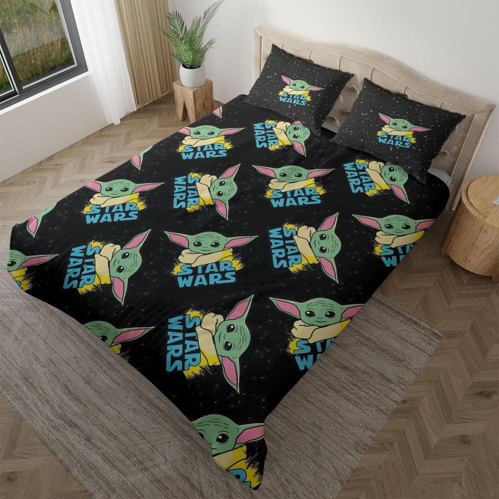 Housse De Couette Bandes Dessinées Star Wars Baby Yoda Sky Night Dc Parure de lit Ensemble De Literie