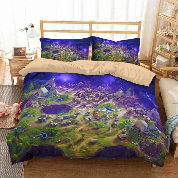 Housse De Couette Carte Fortnite Battle Royale Parure de lit Ensemble De Literie