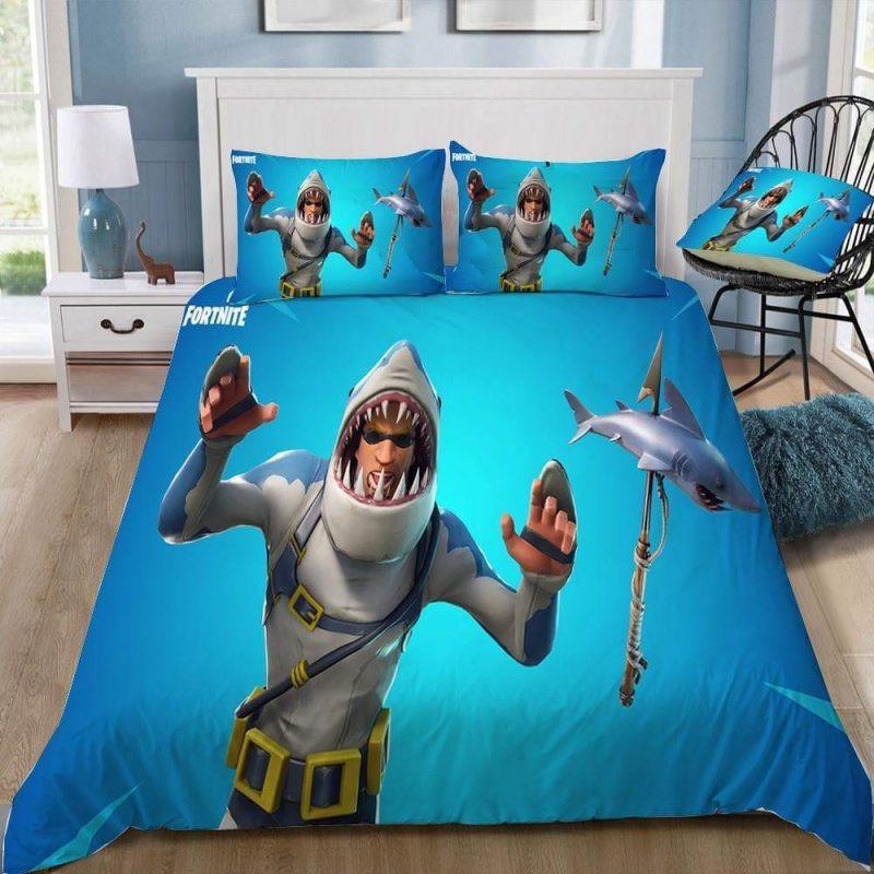 Housse De Couette Chomp Sr Fortnite Joueur Parure de lit Ensemble De Literie