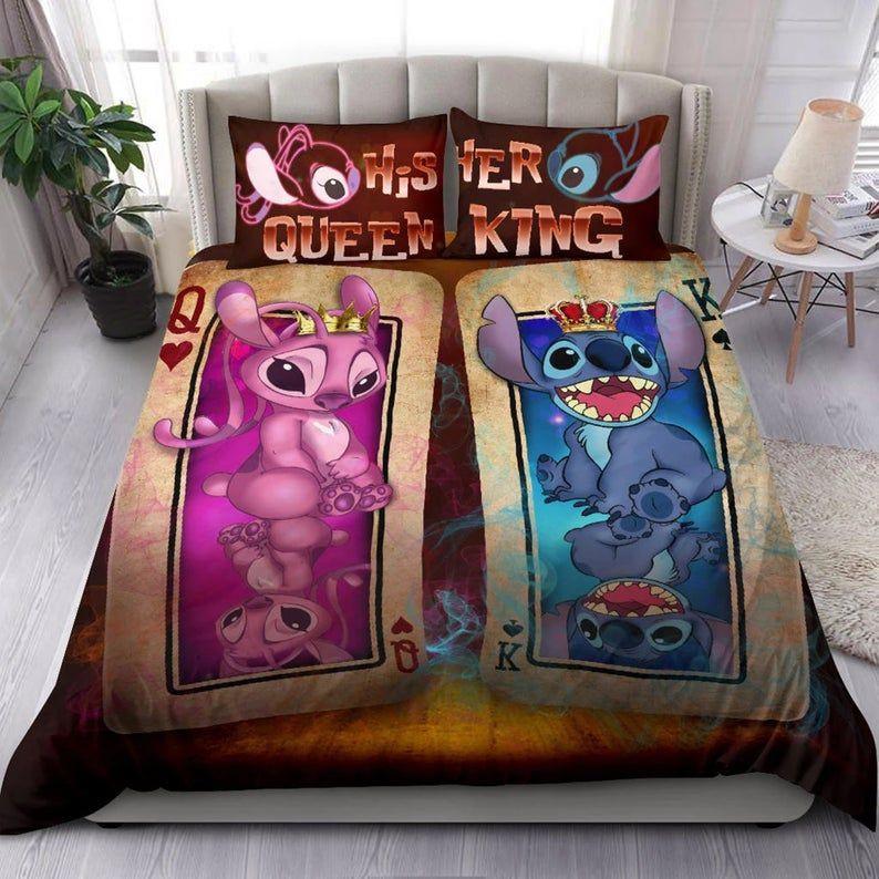 Housse De Couette Disney Couple Son Roi Sa Reine Stitch Angel 6 Parure de lit Ensemble De Literie