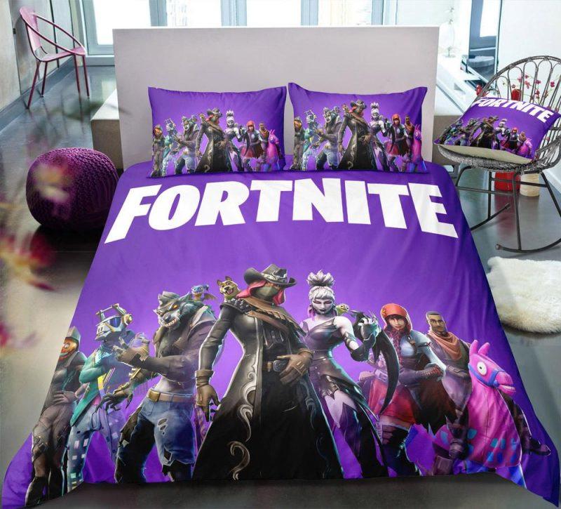Housse De Couette Joueur Fortnite Violet Parure de lit Ensemble De Literie