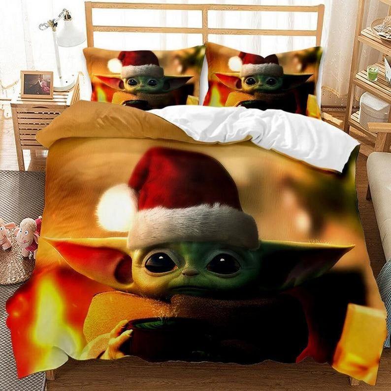 Housse De Couette Joyeux Noël Star Wars Bébé Yoda Parure de lit Ensemble De Literie Housse De Couette Joyeux Noël Star Wars Bébé Yoda Parure de lit Ensemble De Literie