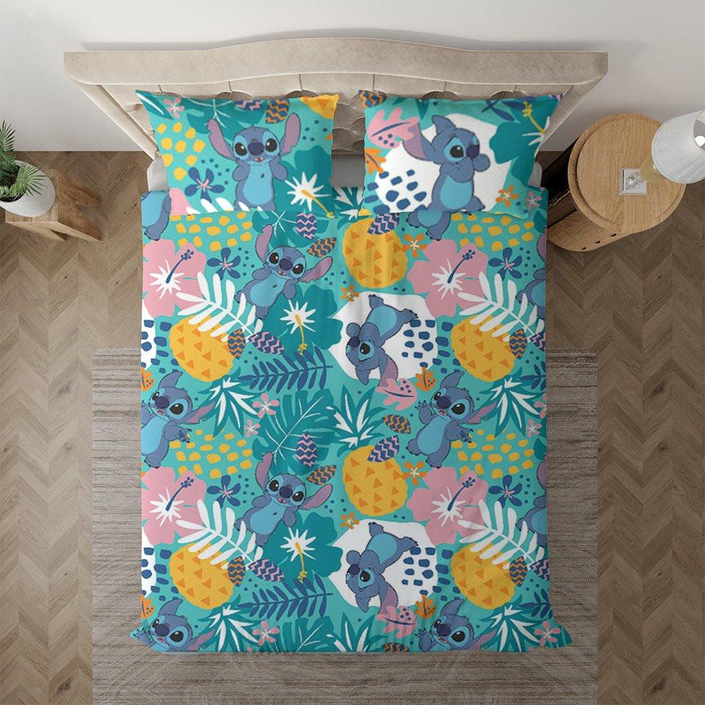 Housse De Couette Lilo Et Stitch Fleurs Hawaïennes Fleurs Tropicales Parure de lit Ensemble De Literie