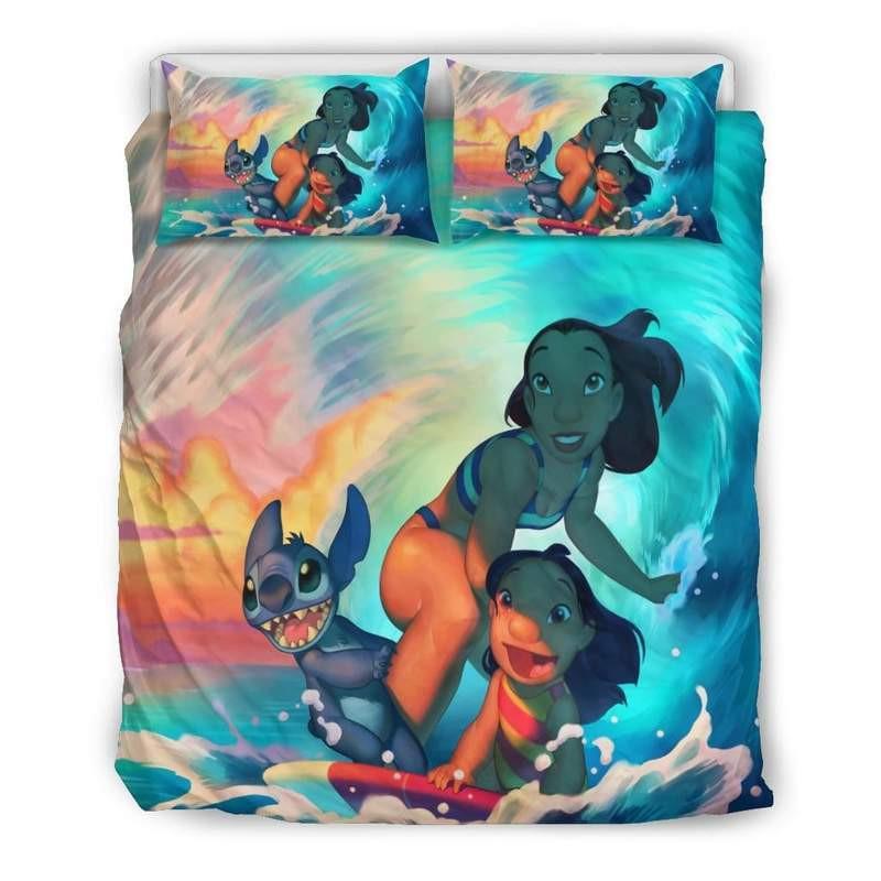 Housse De Couette Lilo Stitch Surf 1 Parure de lit Ensemble De Literie