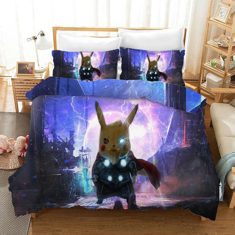 Housse De Couette Pikachu Pokémon Thor Parure de lit Ensemble De Literie Housse De Couette Pikachu Pokémon Thor Parure de lit Ensemble De Literie