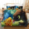 Housse De Couette Pokémon Pikachu Et Krokmou Parure de lit Ensemble De Literie