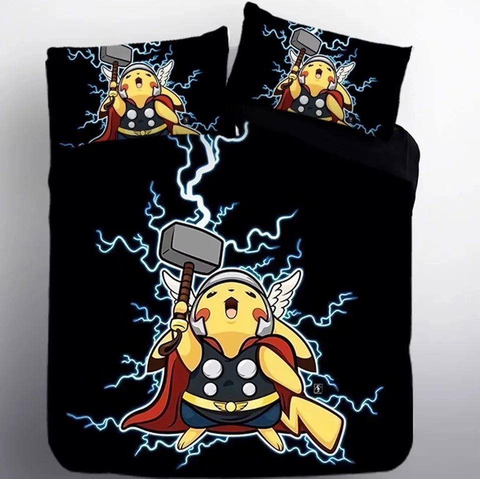 Housse De Couette Pokemon Pikachu Thor Parure de lit Ensemble De Literie Housse De Couette Pokemon Pikachu Thor Parure de lit Ensemble De Literie
