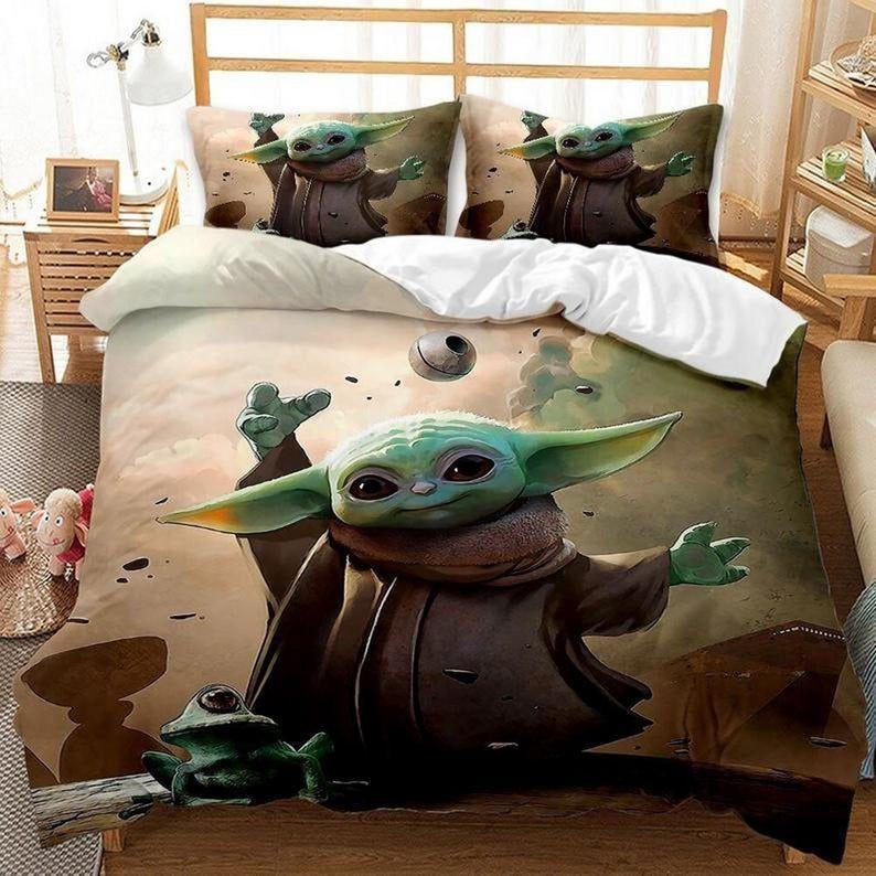 Housse De Couette Star Wars Bébé Yoda 2 Parure de lit Ensemble De Literie
