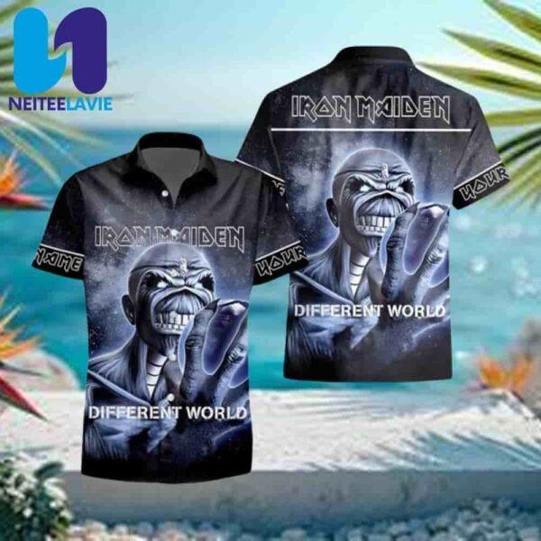 Iron Maiden Fear of the Dark Nightstalker Different World Summer Hawaiian Shirt And Beach Short Iron Maiden Fear of the Dark Nightstalker Different World Summer Hawaiian Shirt And Beach Short