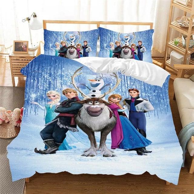 Parure de lit Disney La Reine des neiges Elsa, Anna et Olaf 02, Frozen Tous les personnages Housse De Couette Ensemble De Literie