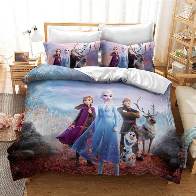 Parure de lit Disney La Reine des neiges Elsa, Anna et Olaf 05, Frozen Tous les personnages Housse De Couette Ensemble De Literie