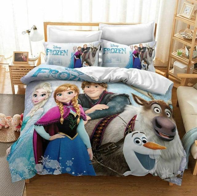 Parure de lit Disney La Reine des neiges Elsa, Anna et Olaf 06, Frozen Tous les personnages Housse De Couette Ensemble De Literie