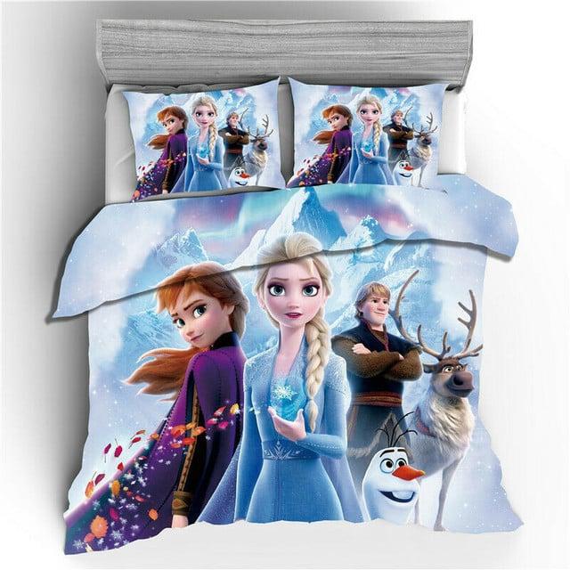 Parure de lit Disney La Reine des neiges Elsa, Anna et Olaf 08, Frozen Tous les personnages Housse De Couette Ensemble De Literie