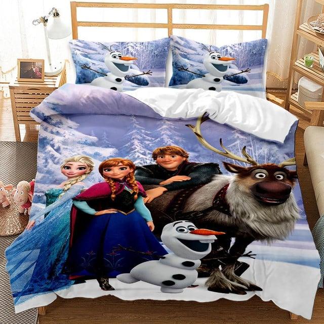 Parure de lit Disney La Reine des neiges Elsa, Anna et Olaf 11, Frozen Tous les personnages Housse De Couette Ensemble De Literie