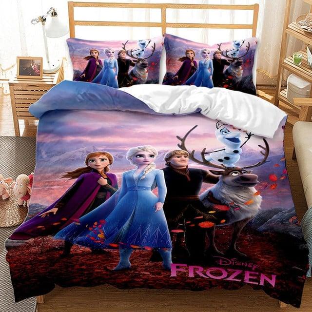 Parure de lit Disney La Reine des neiges Elsa, Anna et Olaf 12, Frozen Tous les personnages Housse De Couette Ensemble De Literie