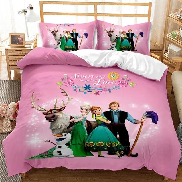 Parure de lit Disney La Reine des neiges Elsa, Anna et Olaf 14, Elsa et Anna Housse De Couette Ensemble De Literie
