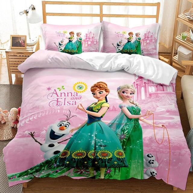 Parure de lit Disney La Reine des neiges Elsa, Anna et Olaf 15, Elsa et Anna Housse De Couette Ensemble De Literie