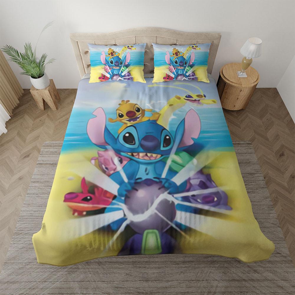 Parure de lit Disney Lilo et Stitch, Stitch mignon et ses amis Housse De Couette Ensemble De Literie